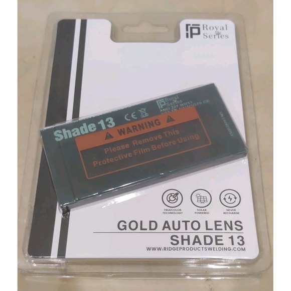 Ridge Royal Shade 13 - 5-13 2x4 1/4 Adjustable Gold Auto Darkening Welding Lens - Picture 1 of 3